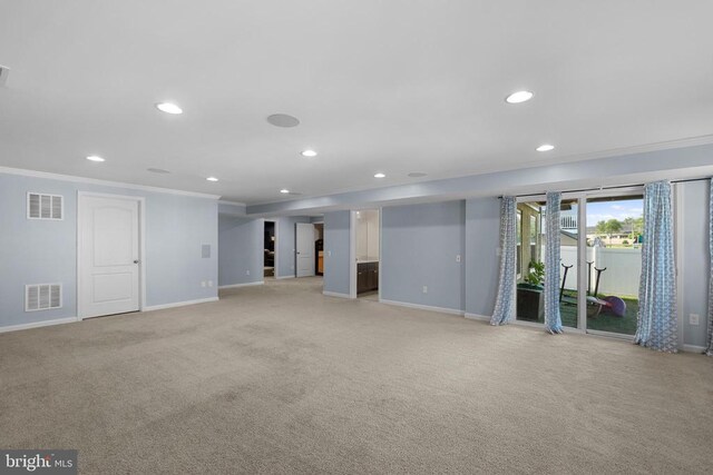 1708 Hudgins Farm Cir, Fredericksburg, VA 22408 - empty room featuring crown molding, light carpet, and recessed lighting