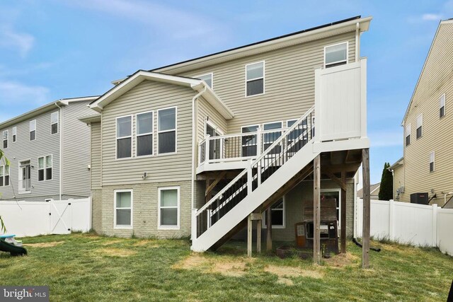 1708 Hudgins Farm Cir, Fredericksburg, VA 22408 - back of house featuring stairs, a fenced backyard, a gate, and a deck