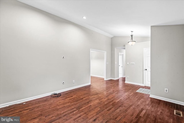 35353 Wilderness Shores Way, Locust Grove, VA 22508 - unfurnished room with vaulted ceiling, dark wood finished floors, baseboards, and recessed lighting