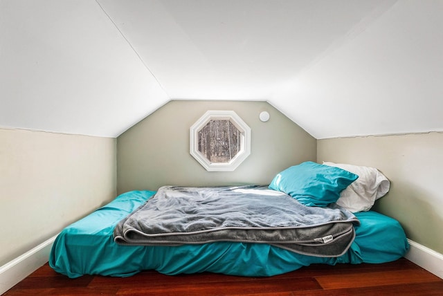 409 Lower Rawley Ln, Hinton, VA 22831 - bedroom featuring lofted ceiling, baseboards, and wood finished floors