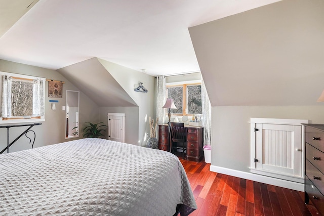 409 Lower Rawley Ln, Hinton, VA 22831 - bedroom featuring vaulted ceiling, hardwood / wood-style flooring, baseboards, and multiple windows