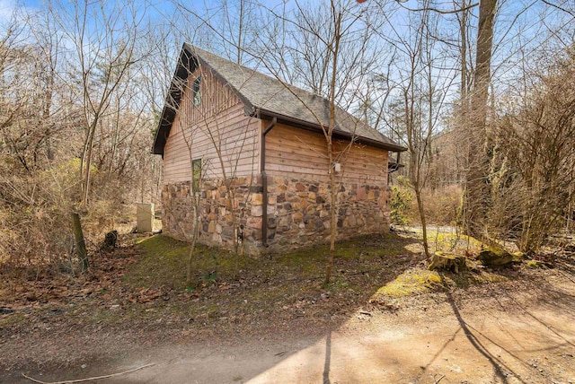 409 Lower Rawley Ln, Hinton, VA 22831 - view of property exterior featuring stone siding and a shingled roof