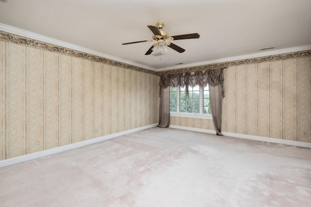 3417 Lake Pointe Dr, Rockingham, VA 22801 - carpeted empty room featuring a ceiling fan and crown molding