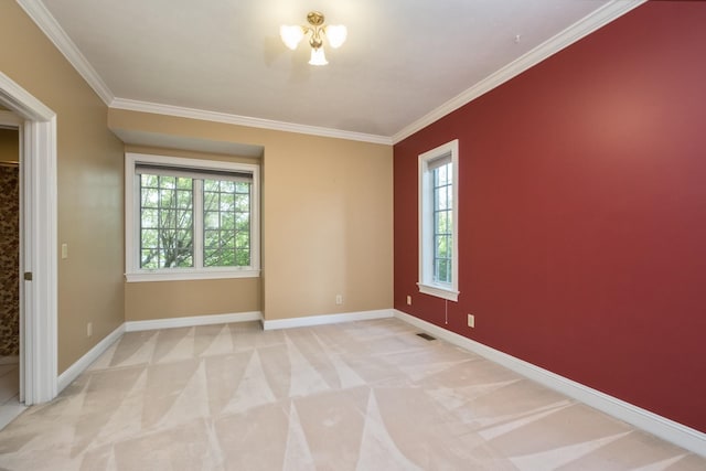 3417 Lake Pointe Dr, Rockingham, VA 22801 - unfurnished room featuring ornamental molding, plenty of natural light, and light carpet