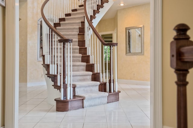 3417 Lake Pointe Dr, Rockingham, VA 22801 - stairs featuring tile patterned flooring and recessed lighting