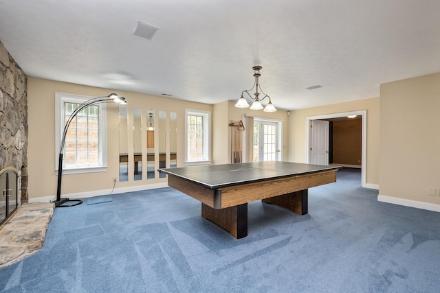 3417 Lake Pointe Dr, Rockingham, VA 22801 - game room featuring dark colored carpet, healthy amount of natural light, and billiards