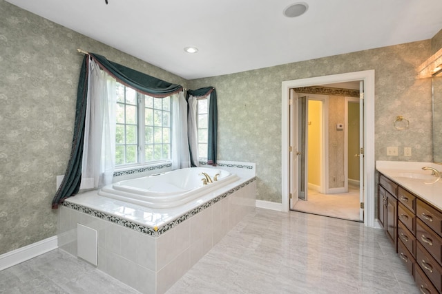 3417 Lake Pointe Dr, Rockingham, VA 22801 - full bath featuring vanity, a bath, and wallpapered walls