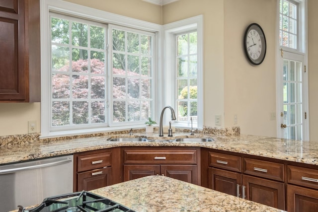 3417 Lake Pointe Dr, Rockingham, VA 22801 - kitchen with dishwasher and light stone counters