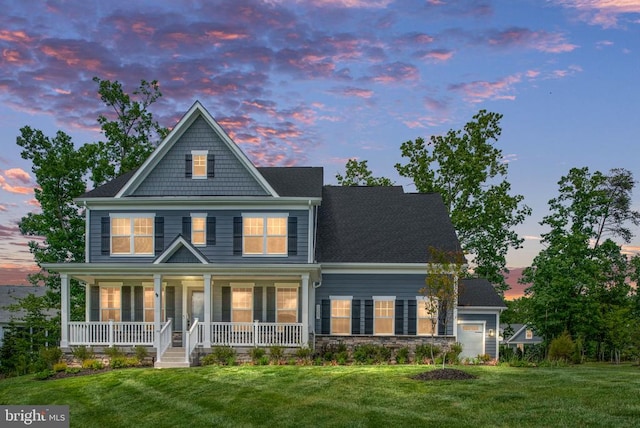 11207 Redlands Trl, Spotsylvania, VA 22551 - view of front of home with a porch, a yard, and stone siding