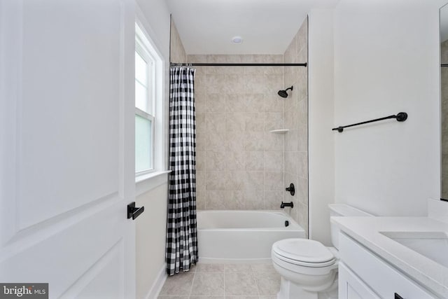 11207 Redlands Trl, Spotsylvania, VA 22551 - full bathroom with shower / bath combo, tile patterned flooring, vanity, and toilet