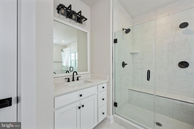 11207 Redlands Trl, Spotsylvania, VA 22551 - bathroom with marble finish flooring, a shower stall, and vanity