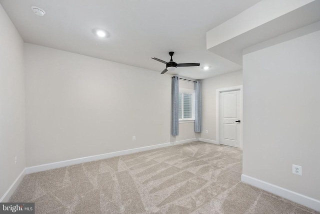 11207 Redlands Trl, Spotsylvania, VA 22551 - unfurnished room featuring ceiling fan, light colored carpet, recessed lighting, and baseboards