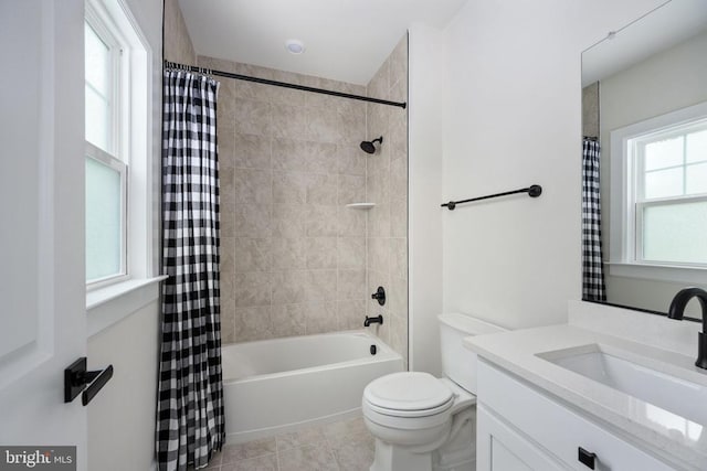 11207 Redlands Trl, Spotsylvania, VA 22551 - full bath featuring toilet, vanity, shower / bath combo with shower curtain, and tile patterned flooring