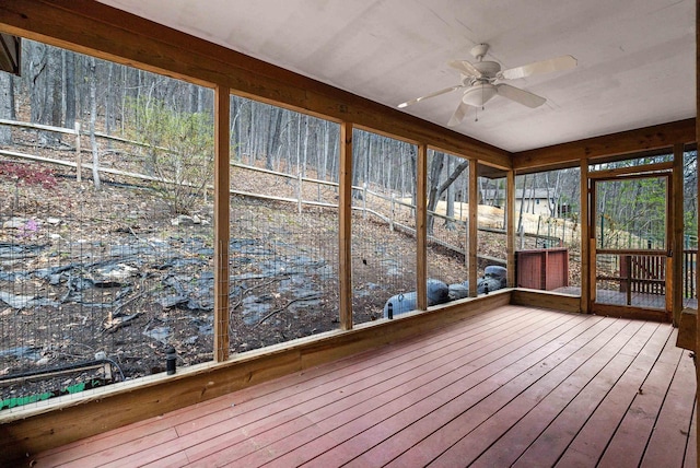 183 Deer Dr, Mcgaheysville, VA 22840 - unfurnished sunroom with a ceiling fan