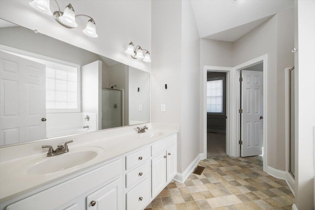 239 Windsor Dr, Fishersville, VA 22939 - full bathroom featuring a shower stall and double vanity