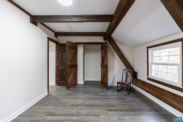 2395 Mountain Brook Dr, Charlottesville, VA 22902 - bonus room with baseboards, beam ceiling, and wood finished floors