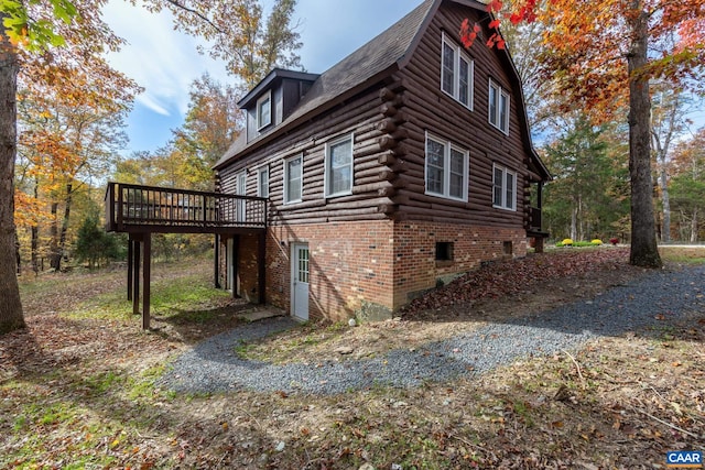 2395 Mountain Brook Dr, Charlottesville, VA 22902 - view of side of property featuring log siding and a deck