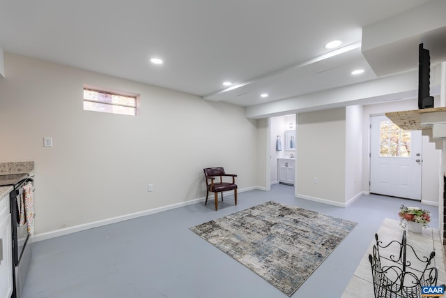2395 Mountain Brook Dr, Charlottesville, VA 22902 - interior space featuring plenty of natural light, concrete flooring, baseboards, and recessed lighting