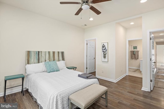 205 Saylers Crk, Locust Grove, VA 22508 - bedroom with baseboards, wood finished floors, recessed lighting, and a ceiling fan