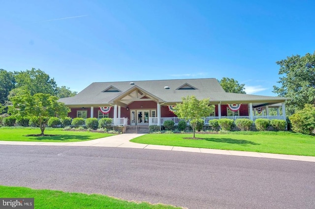 205 Saylers Crk, Locust Grove, VA 22508 - view of front facade with french doors, a front yard, and covered porch