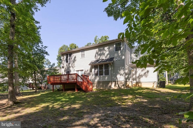 205 Saylers Crk, Locust Grove, VA 22508 - rear view of property featuring a wooden deck and stairs