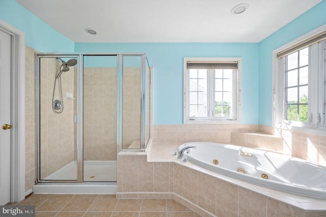 5606 Joshua Tree Cir, Fredericksburg, VA 22407 - full bathroom with a shower stall, tile patterned floors, and a whirlpool tub