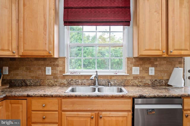 5606 Joshua Tree Cir, Fredericksburg, VA 22407 - kitchen featuring stainless steel dishwasher, a sink, and backsplash