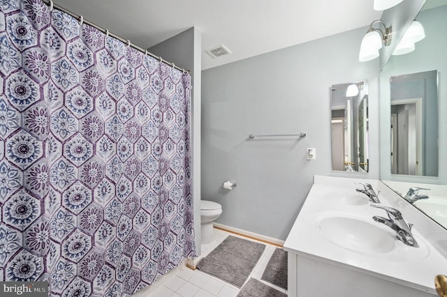 5606 Joshua Tree Cir, Fredericksburg, VA 22407 - full bath featuring tile patterned floors, toilet, double vanity, and baseboards