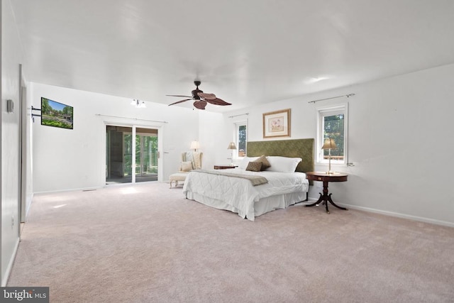 13013 Alum Springs Rd, Culpeper, VA 22701 - bedroom with access to exterior, carpet flooring, and a ceiling fan