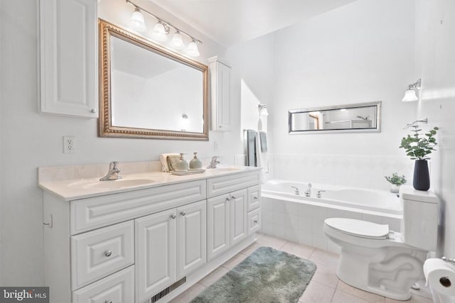 13013 Alum Springs Rd, Culpeper, VA 22701 - full bathroom with tile patterned flooring, a garden tub, double vanity, and toilet