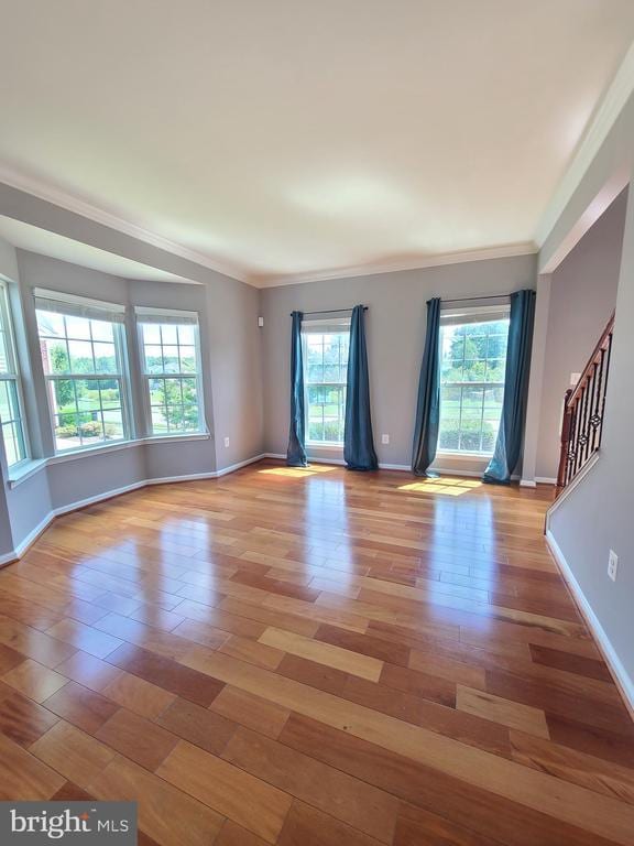 9423 Reservoir Rd, Fredericksburg, VA 22407 - unfurnished living room featuring light wood-type flooring and crown molding