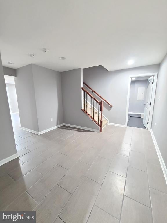 9423 Reservoir Rd, Fredericksburg, VA 22407 - empty room featuring stairs, baseboards, and recessed lighting