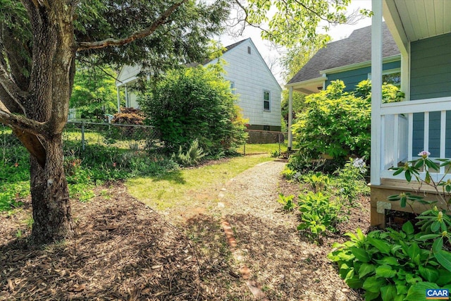 view of yard featuring fence
