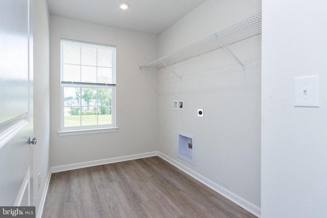 9003 Walnut Hill Rd, Fredericksburg, VA 22408 - laundry room featuring washer hookup, electric dryer hookup, wood finished floors, and recessed lighting
