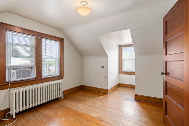 917 Chestnut Dr, Harrisonburg, VA 22801 - additional living space featuring radiator, lofted ceiling, light wood-style floors, baseboards, and plenty of natural light