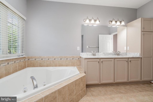 6304 Dranesville Dr W, Fredericksburg, VA 22407 - full bath with double vanity, a garden tub, and tile patterned flooring