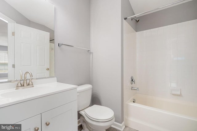 6304 Dranesville Dr W, Fredericksburg, VA 22407 - full bathroom featuring vanity, tub / shower combination, and vaulted ceiling