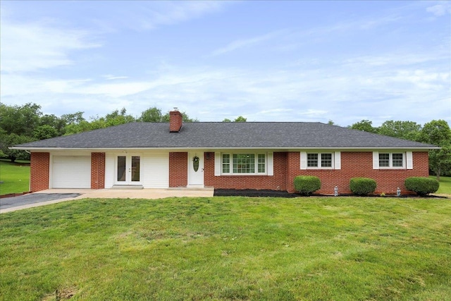 210 Jackson Ave, New Market, VA 22844 - ranch-style home featuring an attached garage, brick siding, driveway, and a front lawn