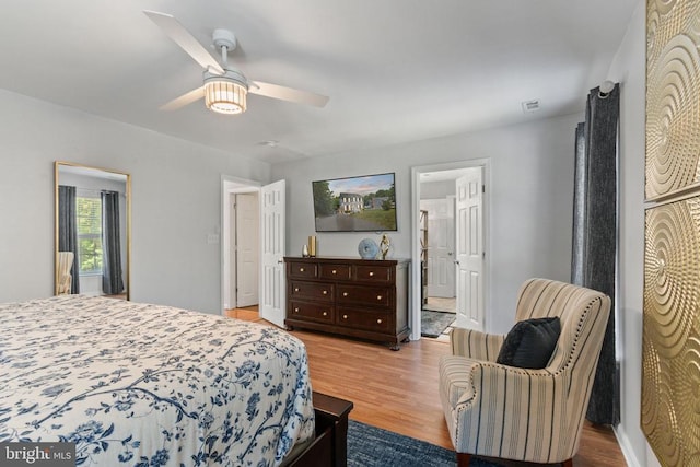3227 Lancaster Ring Rd, Fredericksburg, VA 22408 - bedroom with wood finished floors, ceiling fan, and ensuite bathroom