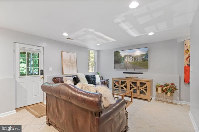 3227 Lancaster Ring Rd, Fredericksburg, VA 22408 - living room featuring light tile patterned floors, recessed lighting, and baseboards