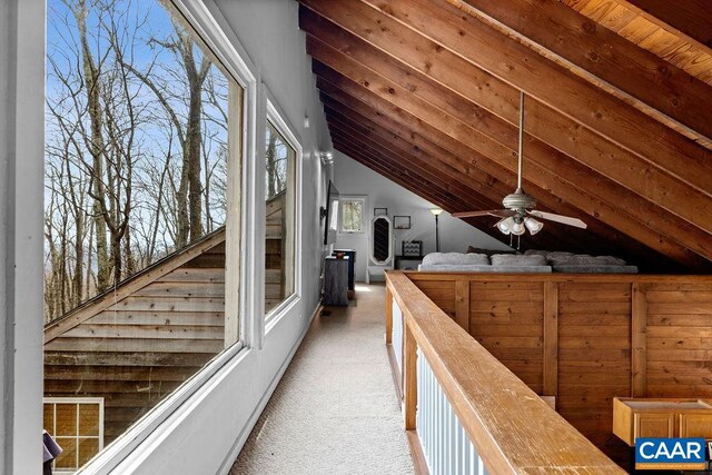 16 Chestnut Ln, Wintergreen Resort, VA 22967 - hallway featuring lofted ceiling and carpet floors