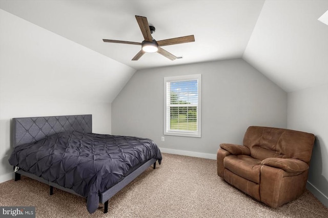 15411 Cedar Hill Dr, Mineral, VA 23117 - bedroom featuring carpet floors, vaulted ceiling, and a ceiling fan