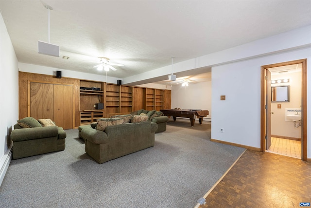 210 Pasture Ln, Stanardsville, VA 22973 - living area with baseboards, pool table, and ceiling fan