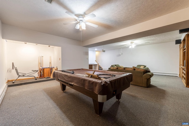210 Pasture Ln, Stanardsville, VA 22973 - playroom featuring carpet floors, a ceiling fan, and baseboard heating