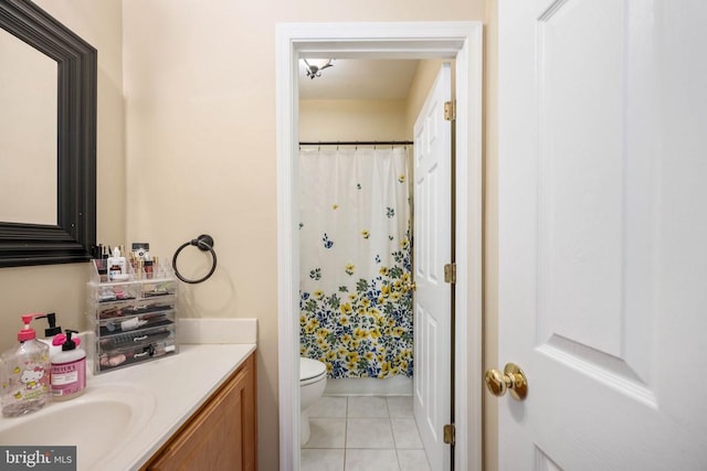 5819 Telluride Ln, Spotsylvania, VA 22553 - full bathroom featuring tile patterned flooring, toilet, vanity, and a shower with shower curtain