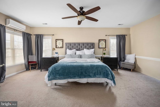 5819 Telluride Ln, Spotsylvania, VA 22553 - bedroom featuring an AC wall unit, carpet floors, and ceiling fan