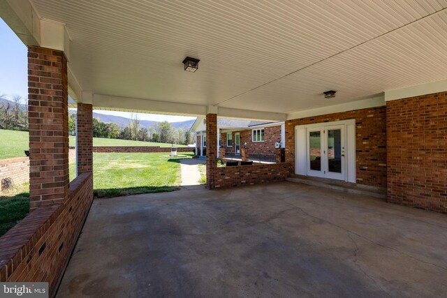 407 Kite Hollow Rd, Stanley, VA 22851 - view of patio featuring french doors and a mountain view