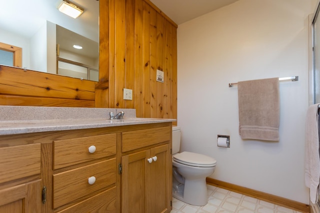 1003 Natural Chimneys Rd, Mount Solon, VA 22843 - full bath featuring a shower with door, baseboards, toilet, tile patterned floors, and vanity