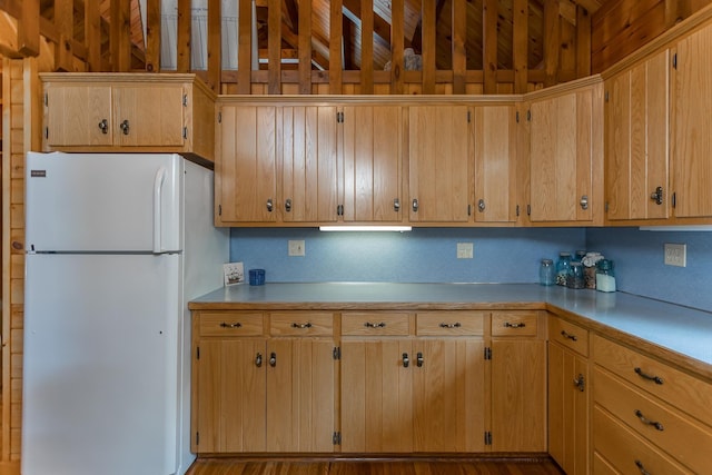 1003 Natural Chimneys Rd, Mount Solon, VA 22843 - kitchen with freestanding refrigerator and light countertops