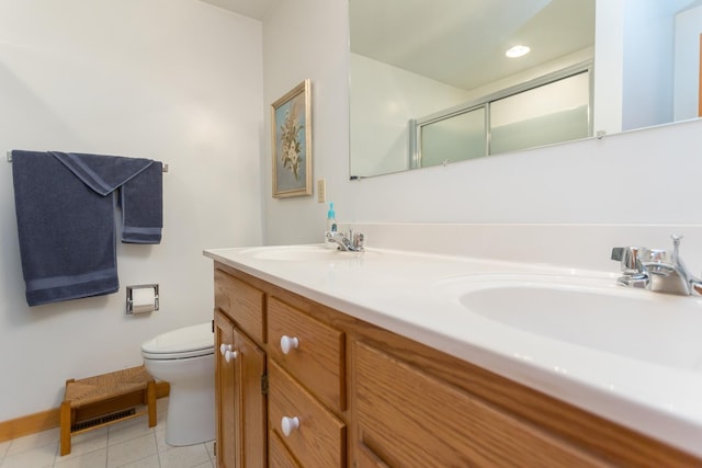 1003 Natural Chimneys Rd, Mount Solon, VA 22843 - full bathroom featuring toilet, tile patterned flooring, a shower stall, and a sink